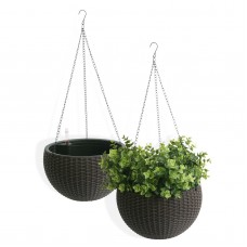 Algreen Self Watering Modena Wicker Hanging Basket   